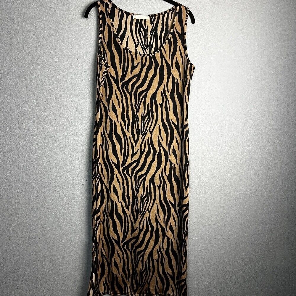 NWOT Jade by Jane Maxi Dress Zebra Print Sleeveless Tank Casual Sundress Size L